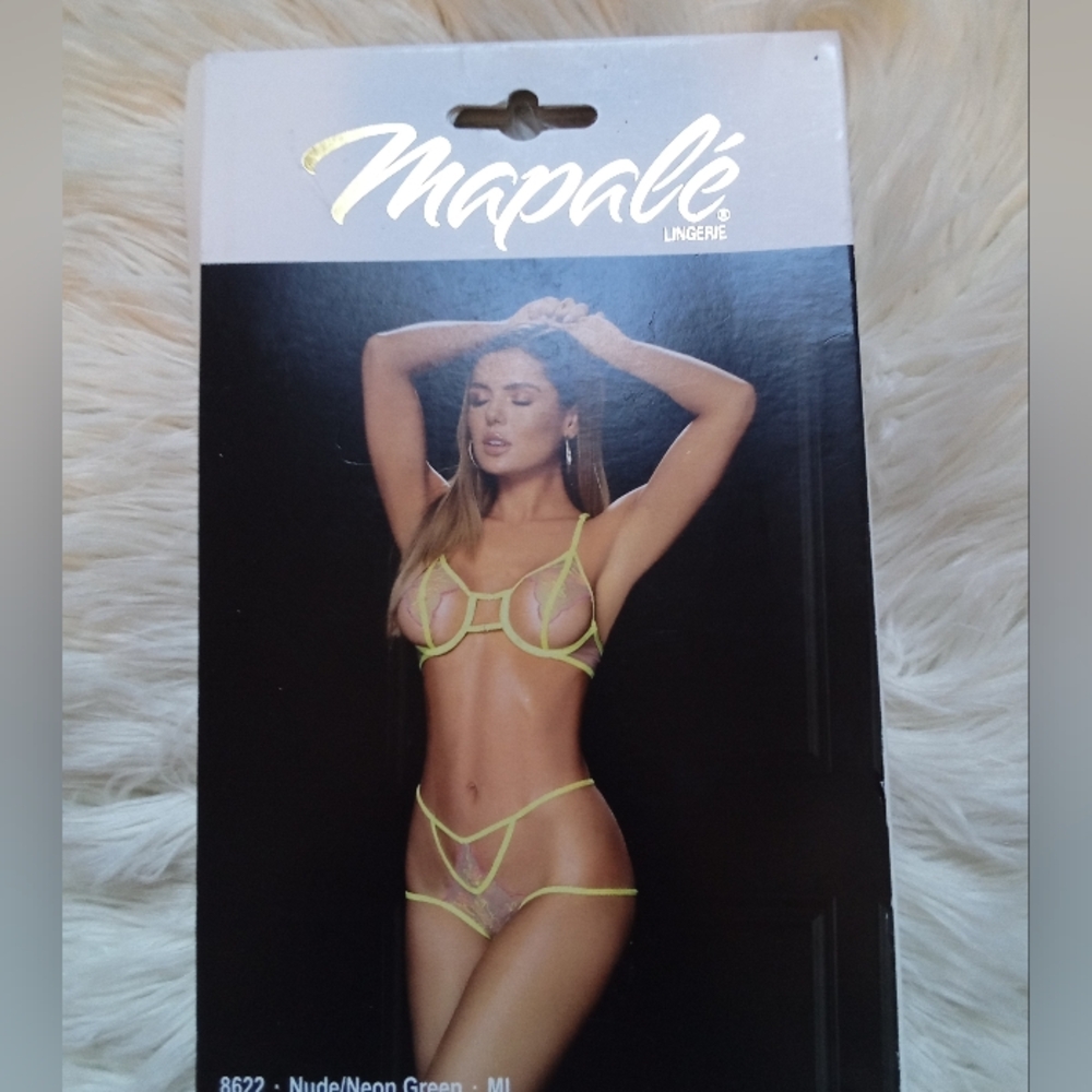 Mapalé Neon Lime Sheer Underwire Bra & Bikini Set